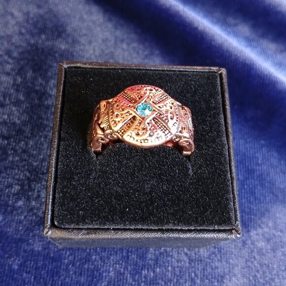 Copper Celtic Blue Gem Unisex Ring size 8.5 new old stock fashion jewelry - Picture 12 of 16